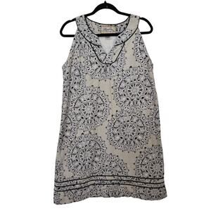Aventura Womens Linen Blend Dress Size 12 V-Neck Sleeveless Mandala Print Boho